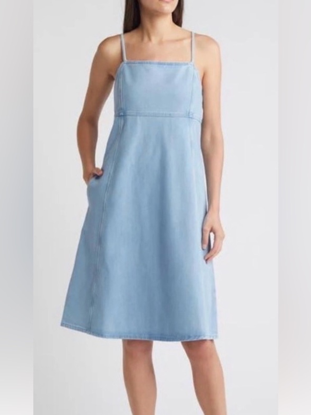 Treasure & Bond Blue Denim Midi Sundress